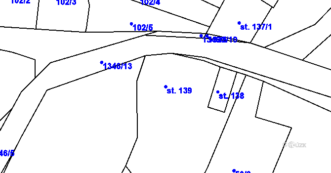 Parcela st. 139 v KÚ Valeč v Čechách, Katastrální mapa