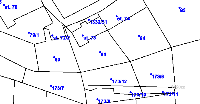 Parcela st. 81 v KÚ Valeč v Čechách, Katastrální mapa