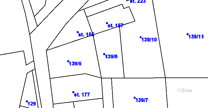 Parcela st. 139/9 v KÚ Valeč v Čechách, Katastrální mapa