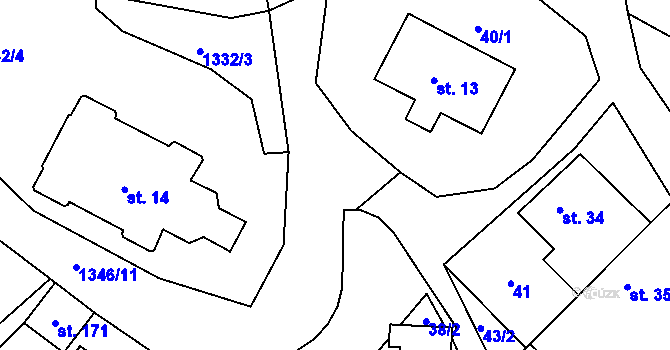 Parcela st. 1332/9 v KÚ Valeč v Čechách, Katastrální mapa