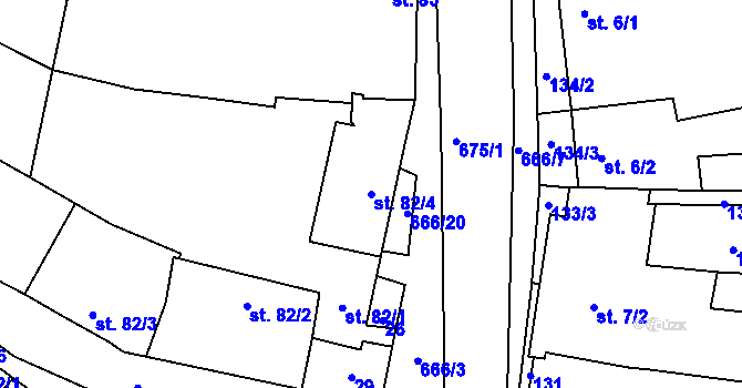 Parcela st. 82/4 v KÚ Valeč u Hrotovic, Katastrální mapa