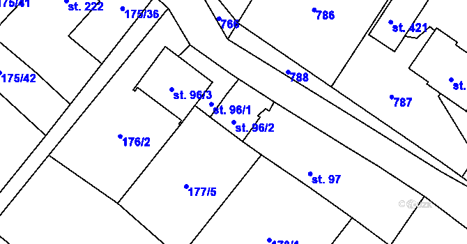 Parcela st. 96/2 v KÚ Valeč u Hrotovic, Katastrální mapa