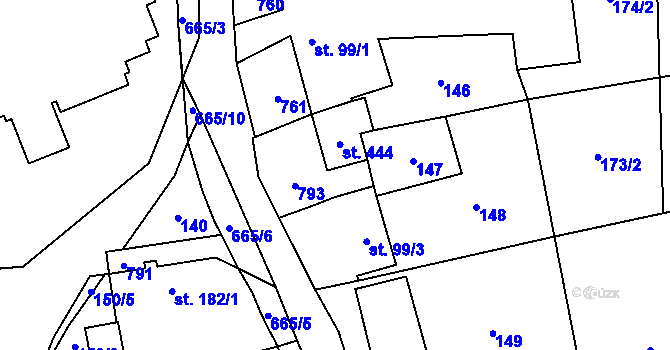 Parcela st. 99/2 v KÚ Valeč u Hrotovic, Katastrální mapa