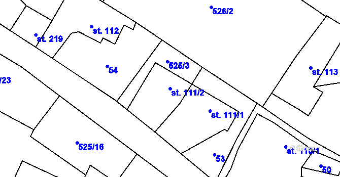 Parcela st. 111/2 v KÚ Valeč u Hrotovic, Katastrální mapa