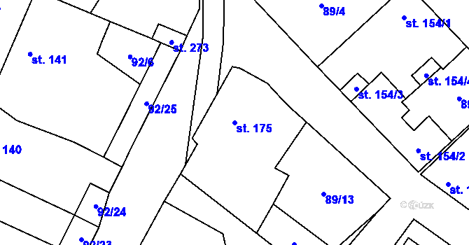 Parcela st. 175 v KÚ Valeč u Hrotovic, Katastrální mapa