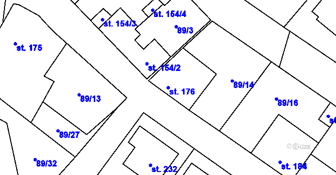 Parcela st. 176 v KÚ Valeč u Hrotovic, Katastrální mapa