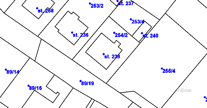 Parcela st. 239 v KÚ Valeč u Hrotovic, Katastrální mapa