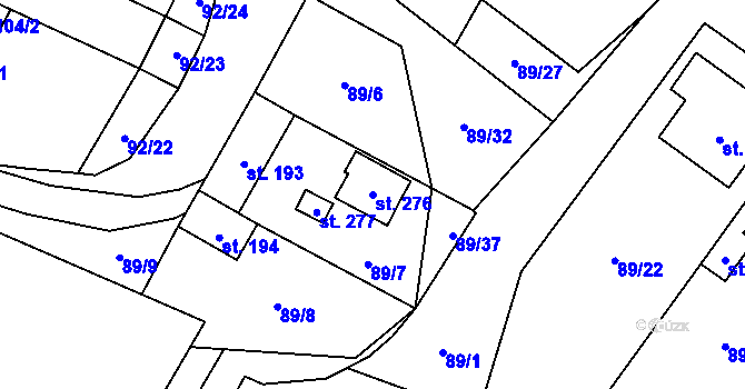 Parcela st. 276 v KÚ Valeč u Hrotovic, Katastrální mapa