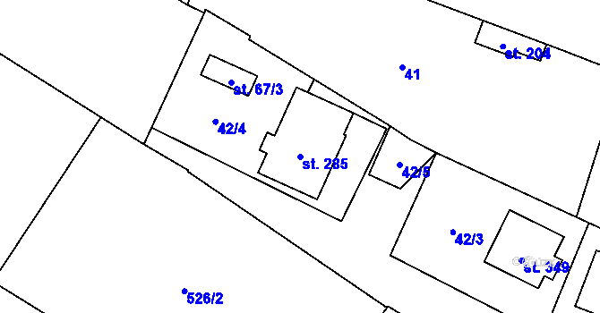 Parcela st. 285 v KÚ Valeč u Hrotovic, Katastrální mapa