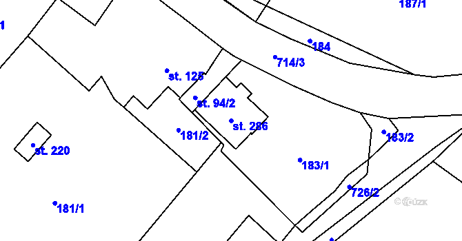 Parcela st. 286 v KÚ Valeč u Hrotovic, Katastrální mapa