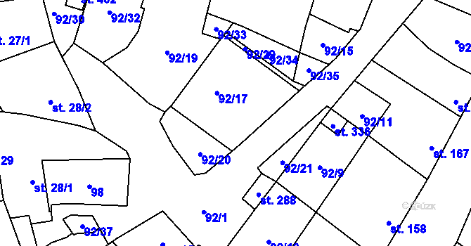 Parcela st. 287 v KÚ Valeč u Hrotovic, Katastrální mapa