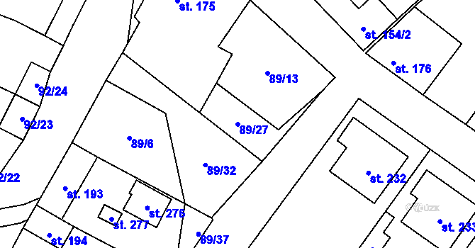 Parcela st. 89/27 v KÚ Valeč u Hrotovic, Katastrální mapa