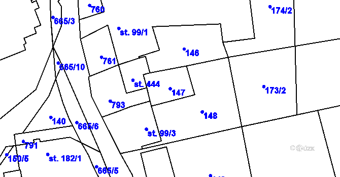 Parcela st. 147 v KÚ Valeč u Hrotovic, Katastrální mapa