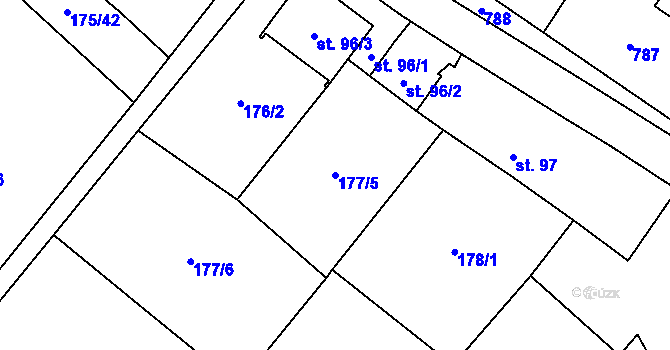 Parcela st. 177/5 v KÚ Valeč u Hrotovic, Katastrální mapa