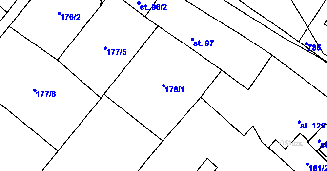 Parcela st. 178/1 v KÚ Valeč u Hrotovic, Katastrální mapa