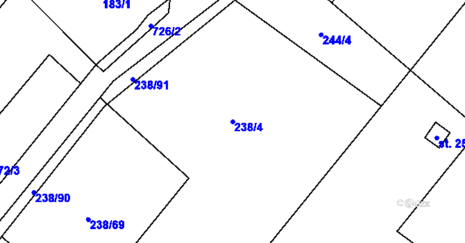 Parcela st. 238/4 v KÚ Valeč u Hrotovic, Katastrální mapa