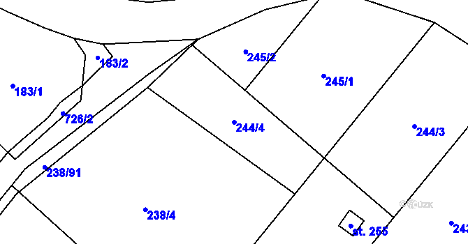 Parcela st. 244/4 v KÚ Valeč u Hrotovic, Katastrální mapa