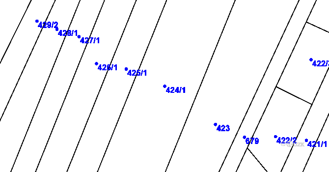 Parcela st. 424/1 v KÚ Valeč u Hrotovic, Katastrální mapa