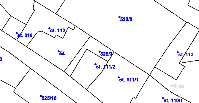 Parcela st. 525/3 v KÚ Valeč u Hrotovic, Katastrální mapa