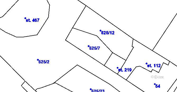 Parcela st. 525/7 v KÚ Valeč u Hrotovic, Katastrální mapa