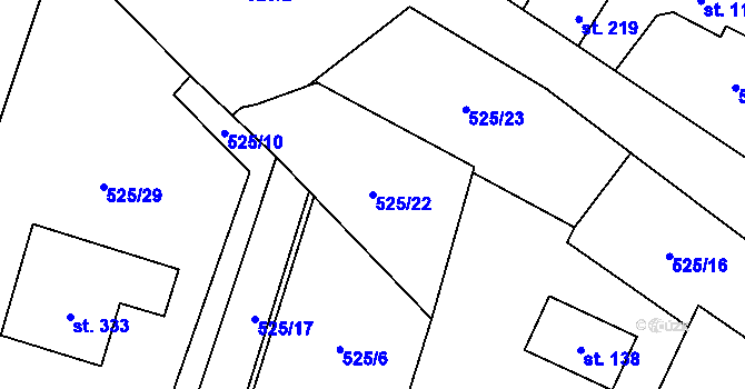 Parcela st. 525/22 v KÚ Valeč u Hrotovic, Katastrální mapa