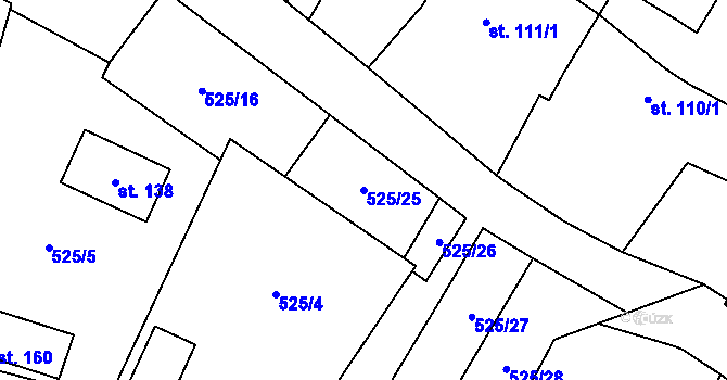 Parcela st. 525/25 v KÚ Valeč u Hrotovic, Katastrální mapa