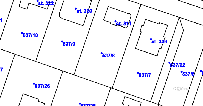 Parcela st. 537/8 v KÚ Valeč u Hrotovic, Katastrální mapa