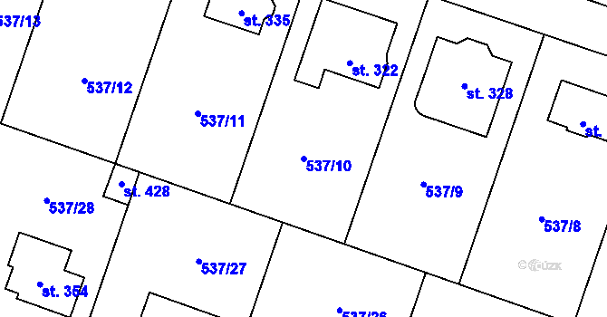Parcela st. 537/10 v KÚ Valeč u Hrotovic, Katastrální mapa