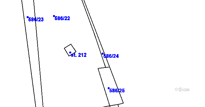 Parcela st. 586/24 v KÚ Valeč u Hrotovic, Katastrální mapa