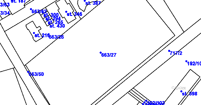 Parcela st. 663/27 v KÚ Valeč u Hrotovic, Katastrální mapa