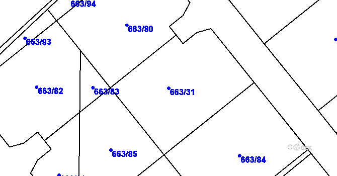 Parcela st. 663/31 v KÚ Valeč u Hrotovic, Katastrální mapa