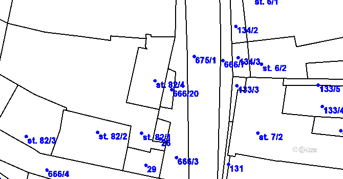 Parcela st. 666/20 v KÚ Valeč u Hrotovic, Katastrální mapa