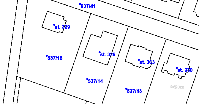 Parcela st. 326 v KÚ Valeč u Hrotovic, Katastrální mapa