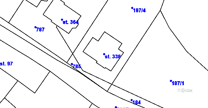 Parcela st. 338 v KÚ Valeč u Hrotovic, Katastrální mapa