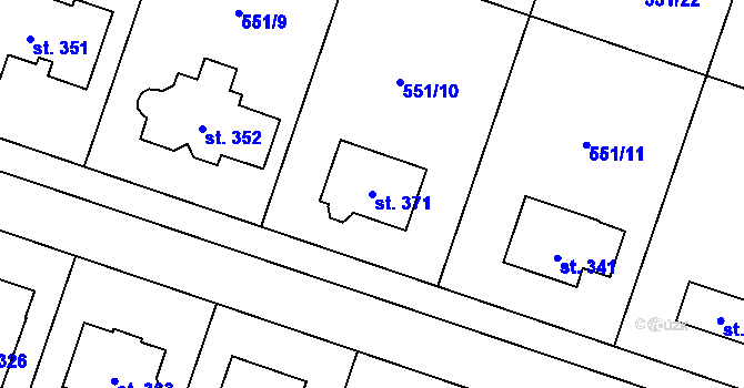 Parcela st. 371 v KÚ Valeč u Hrotovic, Katastrální mapa