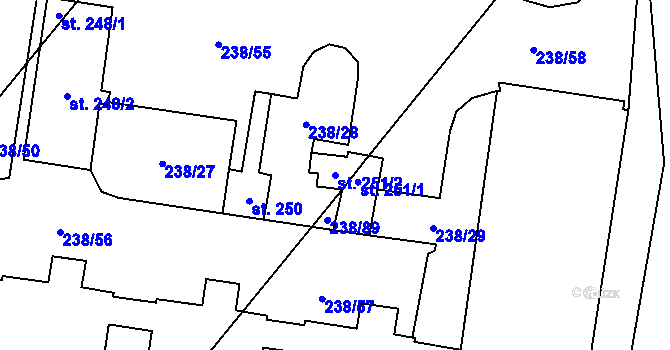 Parcela st. 251/2 v KÚ Valeč u Hrotovic, Katastrální mapa