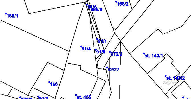 Parcela st. 91/6 v KÚ Valeč u Hrotovic, Katastrální mapa