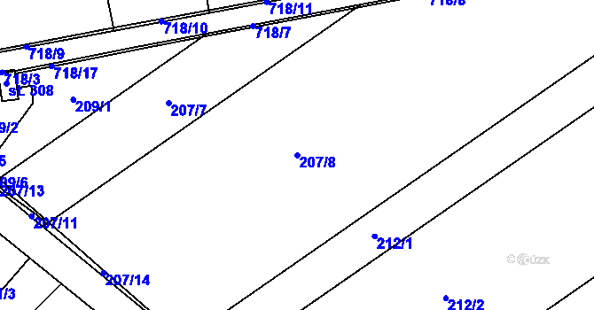 Parcela st. 207/8 v KÚ Valeč u Hrotovic, Katastrální mapa