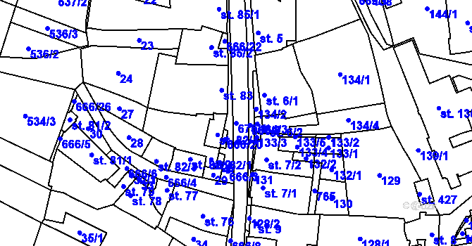 Parcela st. 675/1 v KÚ Valeč u Hrotovic, Katastrální mapa