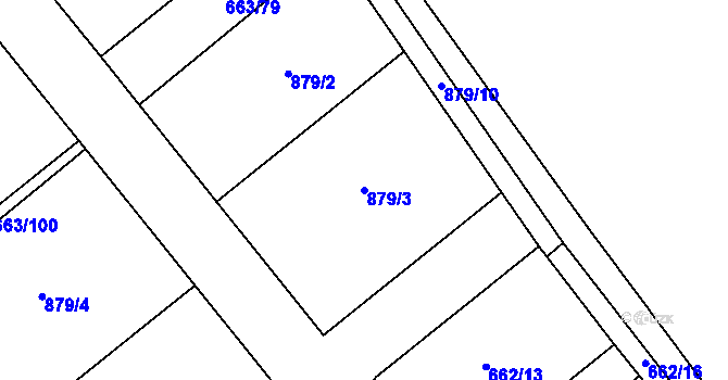 Parcela st. 879/3 v KÚ Valeč u Hrotovic, Katastrální mapa