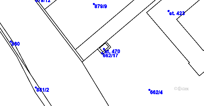 Parcela st. 662/17 v KÚ Valeč u Hrotovic, Katastrální mapa