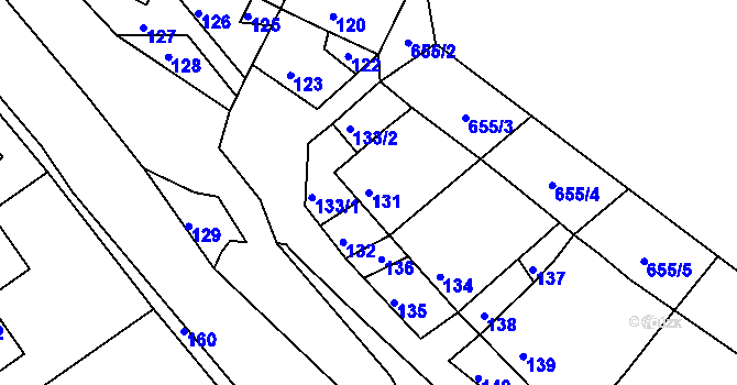 Parcela st. 131 v KÚ Valchov, Katastrální mapa