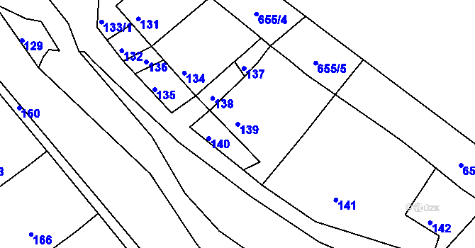 Parcela st. 139 v KÚ Valchov, Katastrální mapa