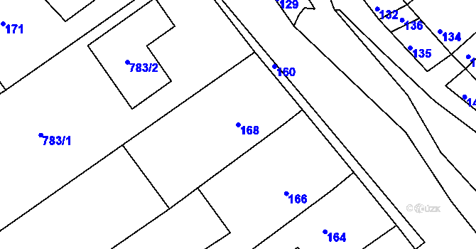 Parcela st. 168 v KÚ Valchov, Katastrální mapa