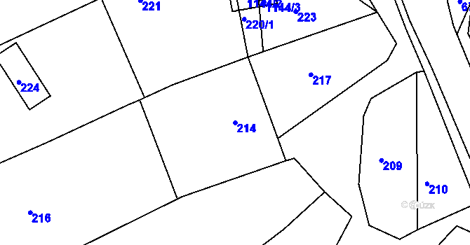 Parcela st. 214 v KÚ Valchov, Katastrální mapa