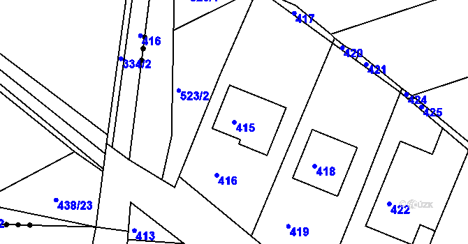 Parcela st. 415 v KÚ Valchov, Katastrální mapa