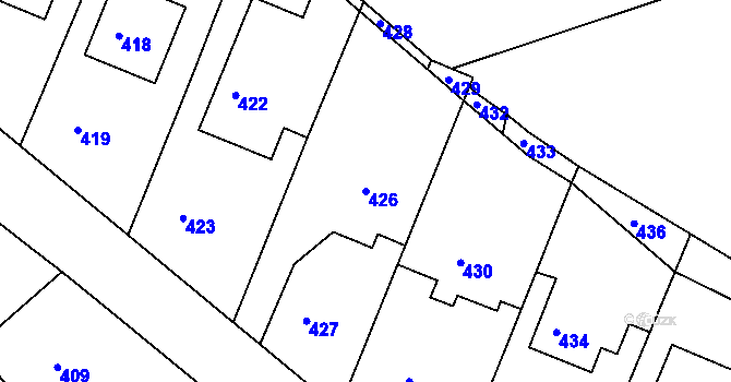 Parcela st. 426 v KÚ Valchov, Katastrální mapa