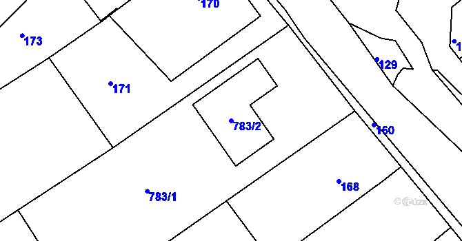 Parcela st. 783/2 v KÚ Valchov, Katastrální mapa