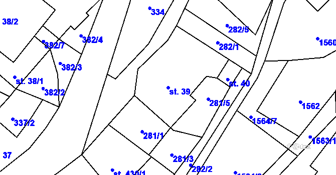 Parcela st. 39 v KÚ Valkeřice, Katastrální mapa