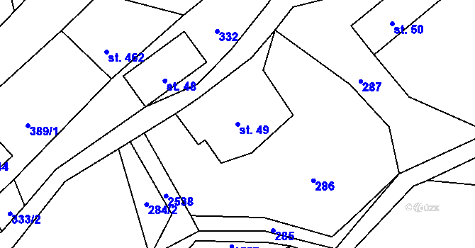 Parcela st. 49 v KÚ Valkeřice, Katastrální mapa